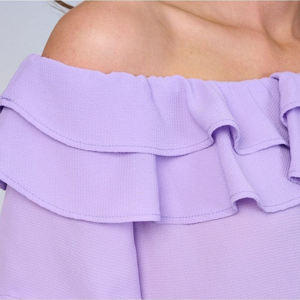 Lavender Off-Shoulder Ruffle Top - Picture 2 of 4